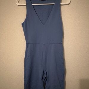 Aritzia Babaton  Blue V-Neck Bodysuit